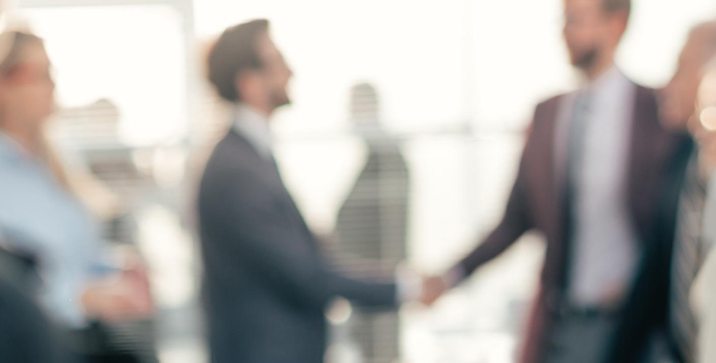 Company Overview Two men shaking hands in a blurry photo