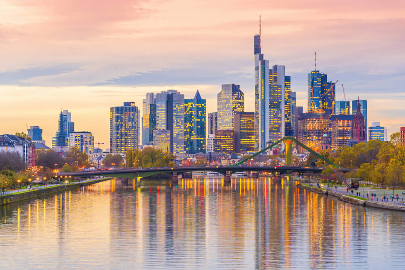 Evening skyline of Frankfurt, Germany