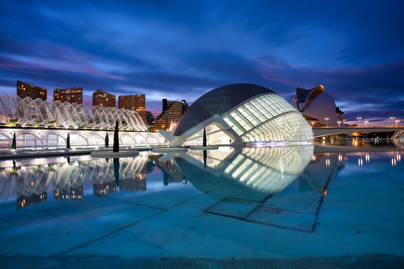 Evening skyline of Valencia, Spain