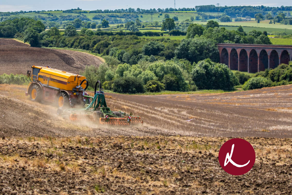 Farm equipment working in a field