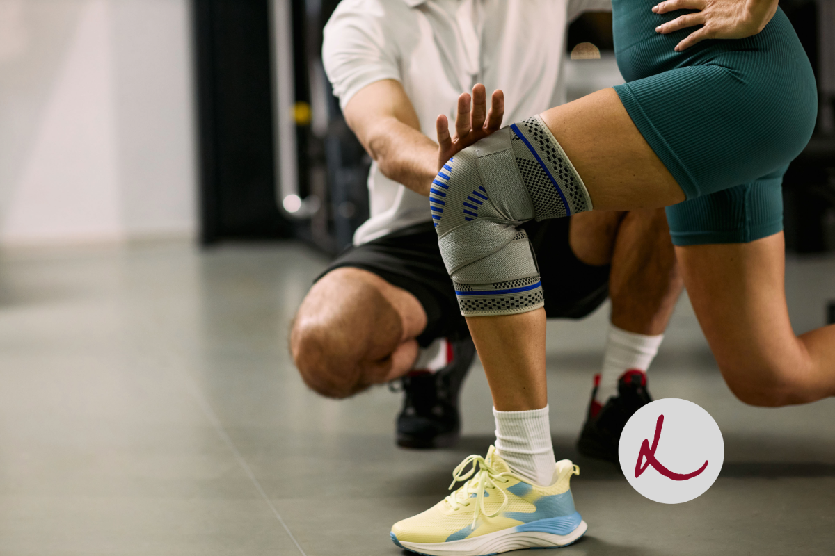 physical therapist helping patient with physical therapy for knee