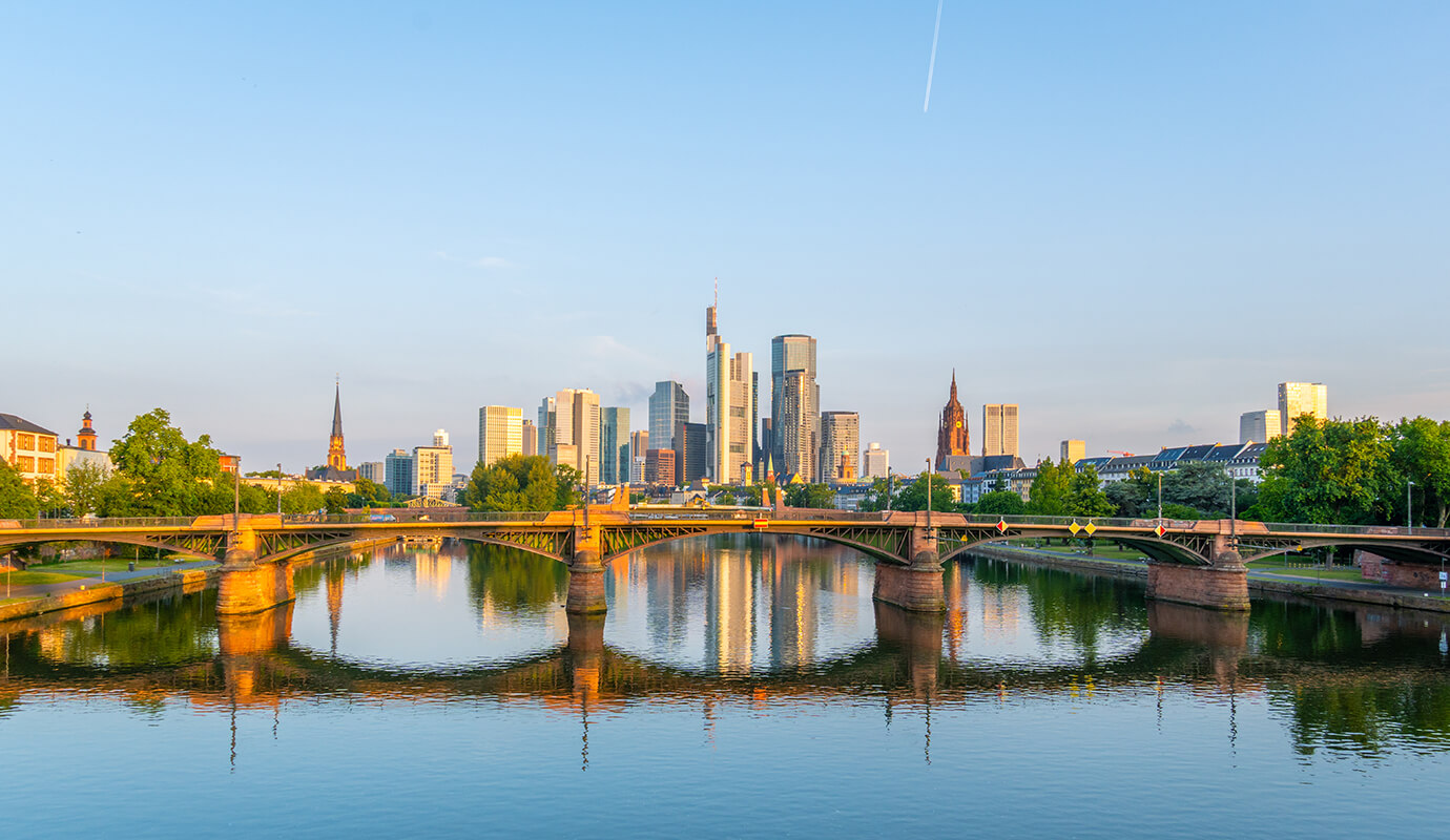 View of Frankfurt skyline from the river